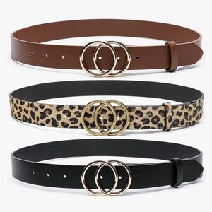 O-RING Faux Leather Belts 3-pack, *NEW* Size Large